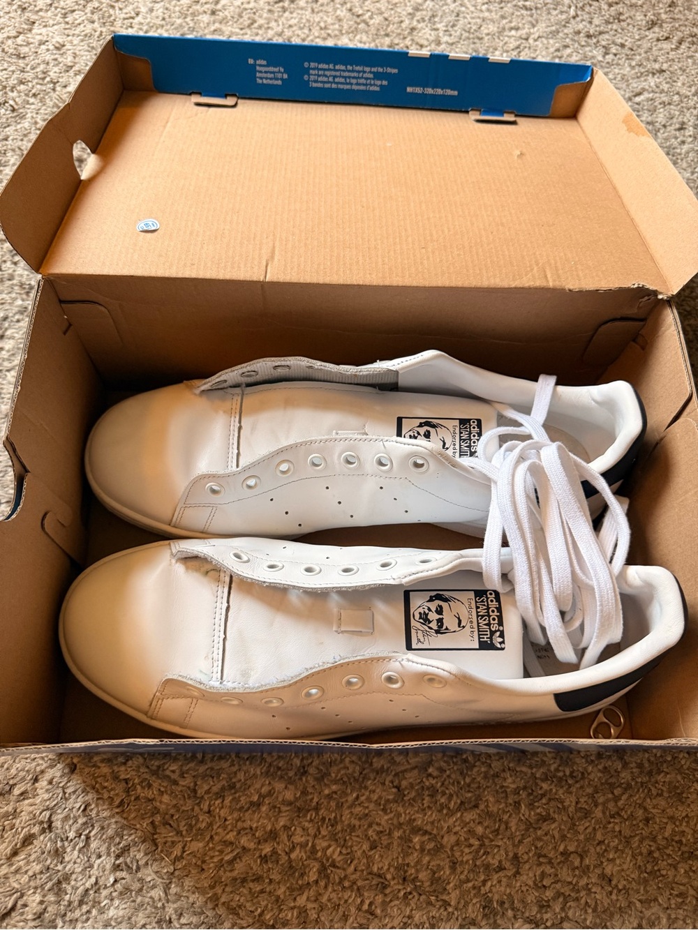 adidas Kids White Sneakers with Black Heel Tab